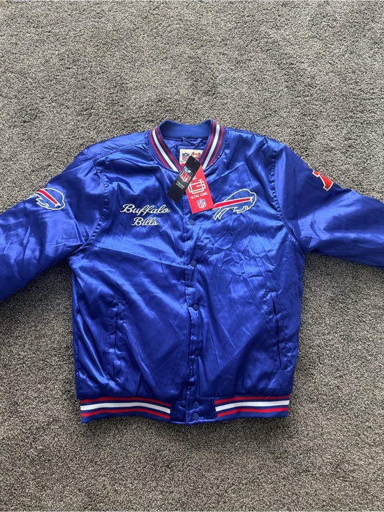 Nfl Team Other - NEW - Size L - Buffalo Bills NFL Blue Satin Bomber Jacket